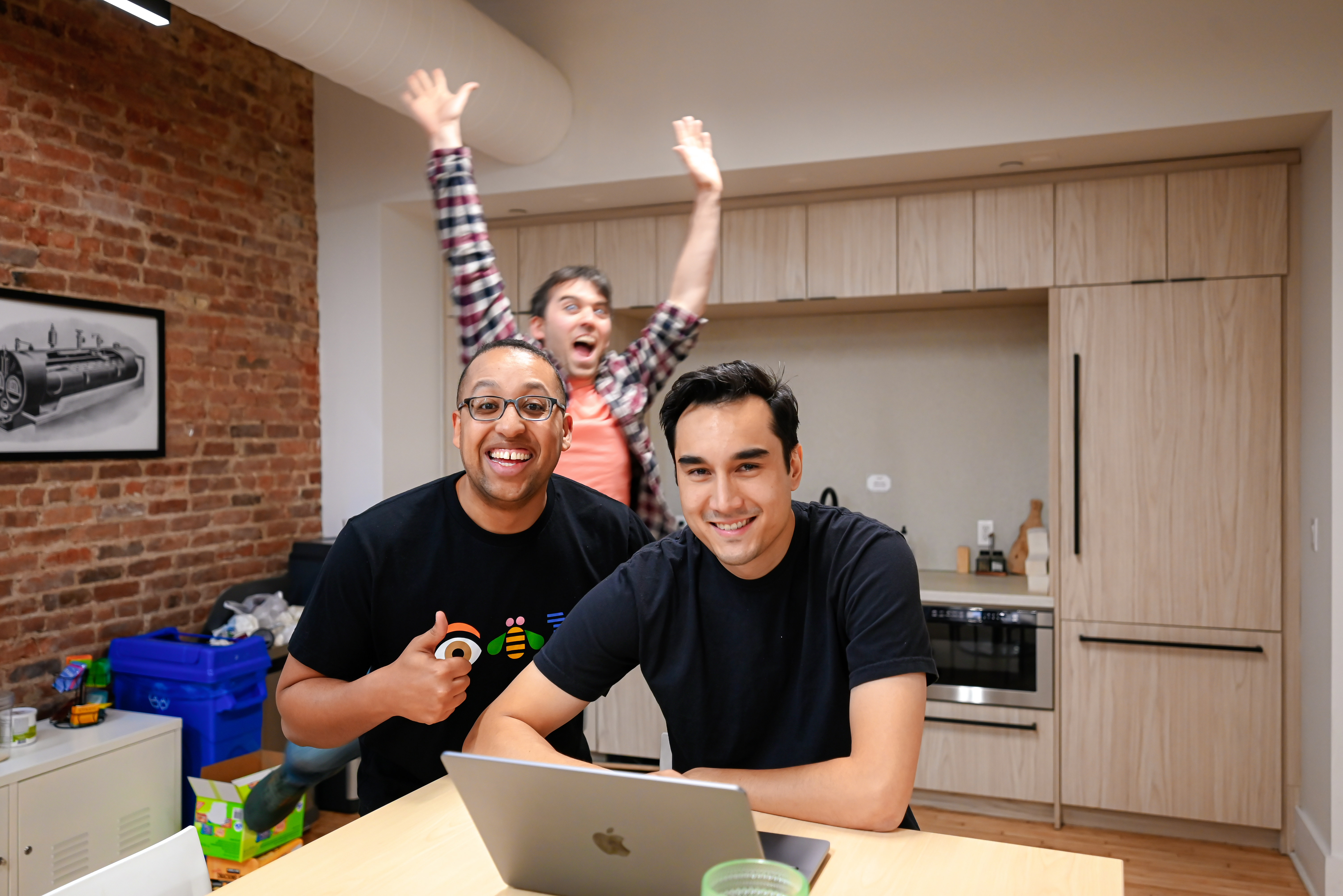 Team members having fun